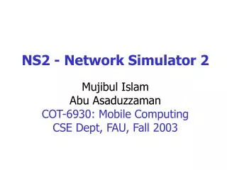 NS2 - Network Simulator 2
