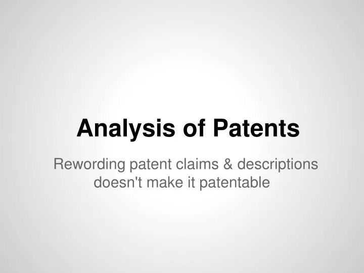 analysis of patents