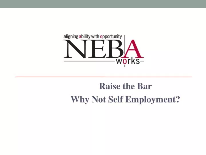raise the bar why not self employment
