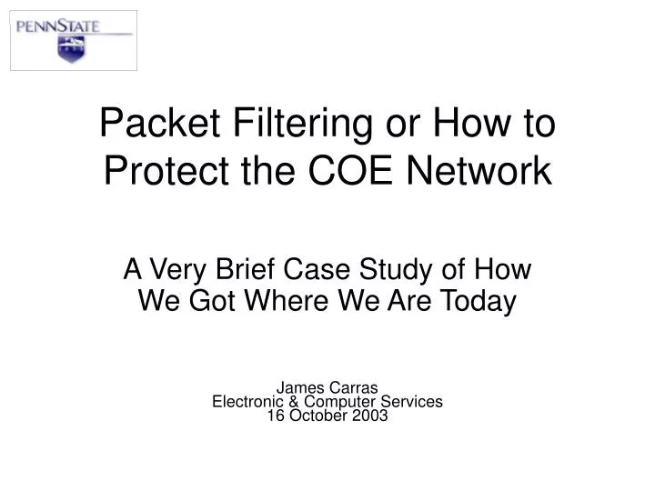 packet filtering or how to protect the coe network