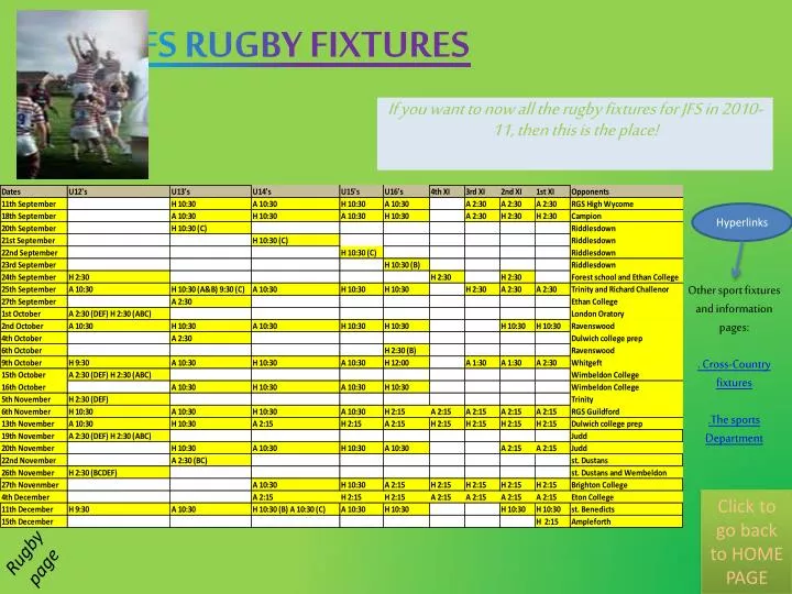 if you want to now all the rugby fixtures for jfs in 2010 11 then this is the place