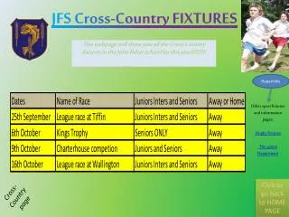 JFS Cross-Country FIXTURES