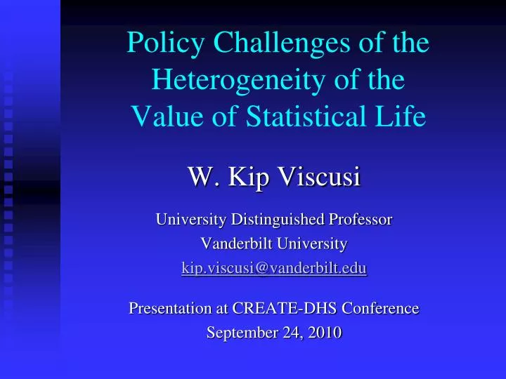 policy challenges of the heterogeneity of the value of statistical life