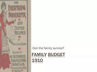 Family Budget 1910