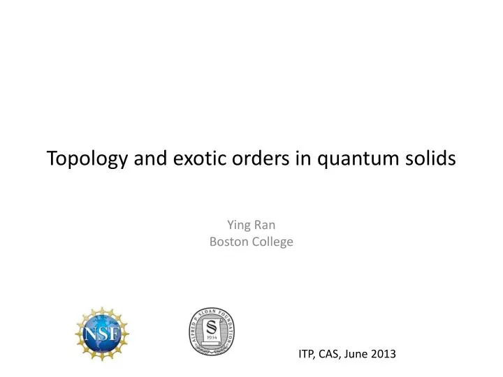 topology and exotic orders in quantum solids