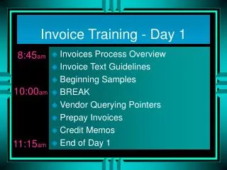 Invoice Training - Day 1