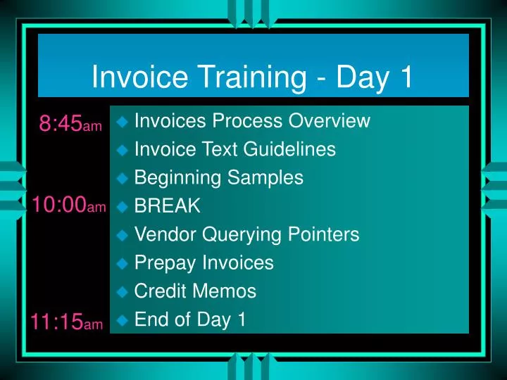 invoice training day 1
