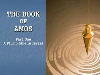 THE BOOK OF AMOS Part One A Plumb Line in Israel