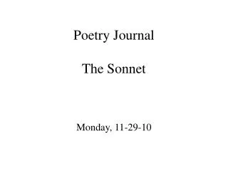 Poetry Journal The Sonnet