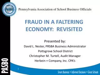 FRAUD IN A FALTERING ECONOMY: REVISITED