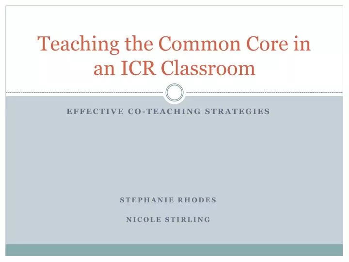 teaching the common core in an icr classroom