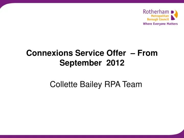 connexions service offer from september 2012