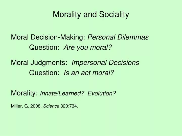 morality and sociality