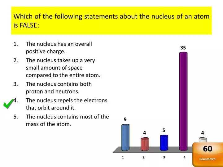 which of the following statements about the nucleus of an atom is false