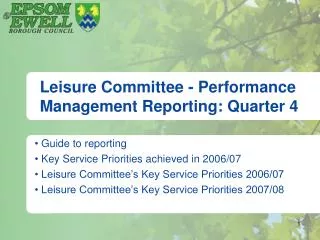 Leisure Committee - Performance Management Reporting: Quarter 4