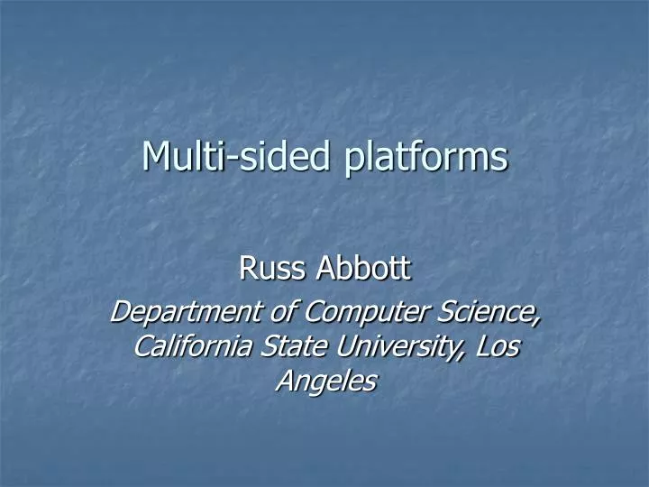 multi sided platforms