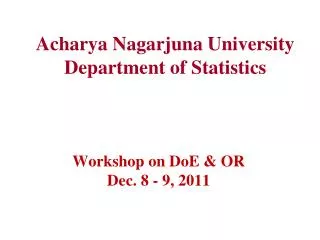 Acharya Nagarjuna University Department of Statistics