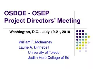 OSDOE - OSEP Project Directors’ Meeting