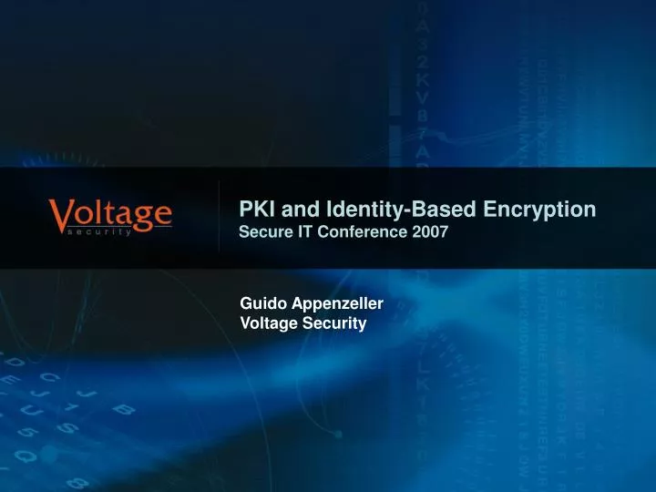pki and identity based encryption secure it conference 2007