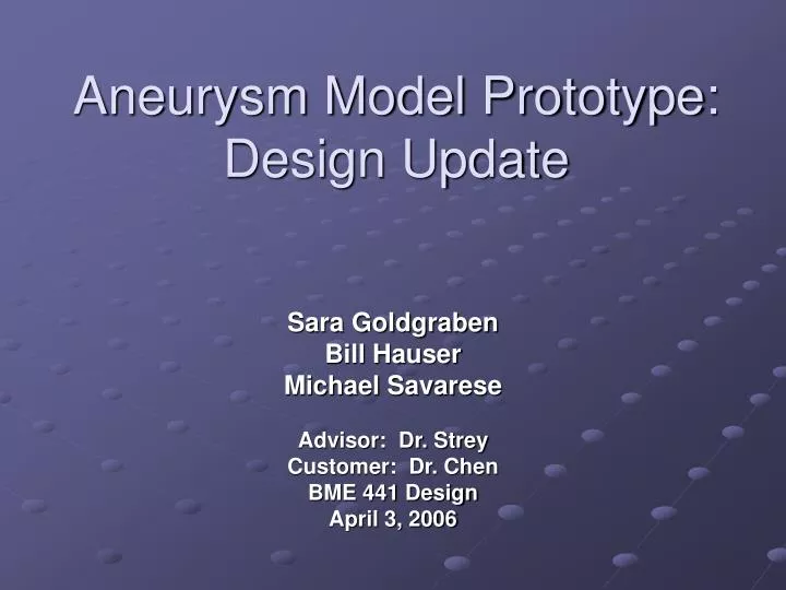aneurysm model prototype design update