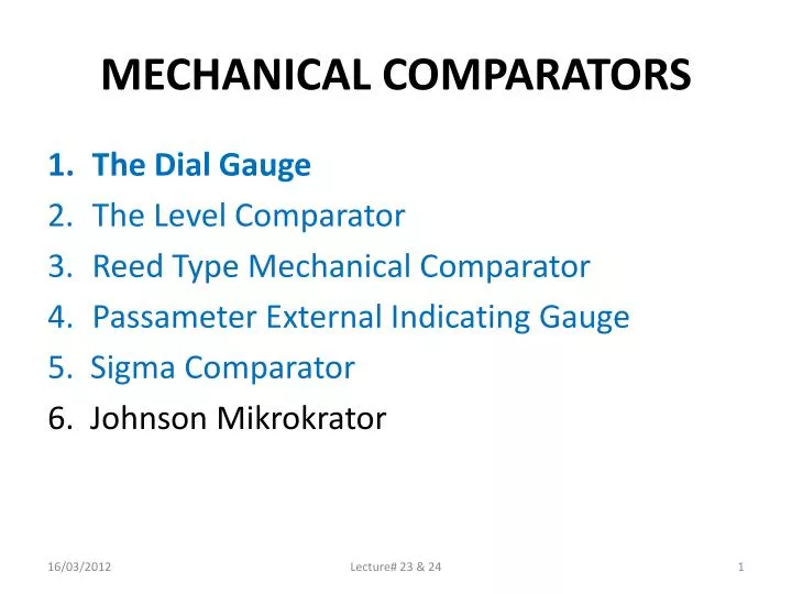 mechanical comparators