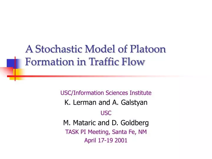 a stochastic model of platoon formation in traffic flow