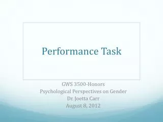 Performance Task