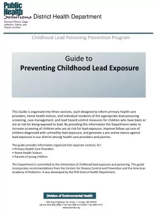 Guide to Preventing Childhood Lead Exposure