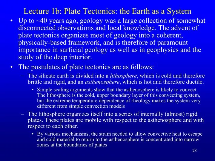 lecture 1b plate tectonics the earth as a system