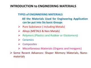 INTRODUCTION to ENGINEERING MATERIALS