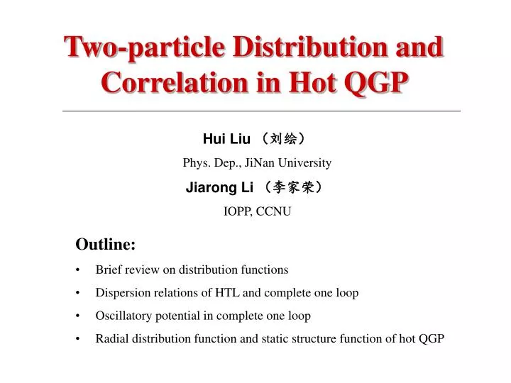 two particle distribution and correlation in hot qgp