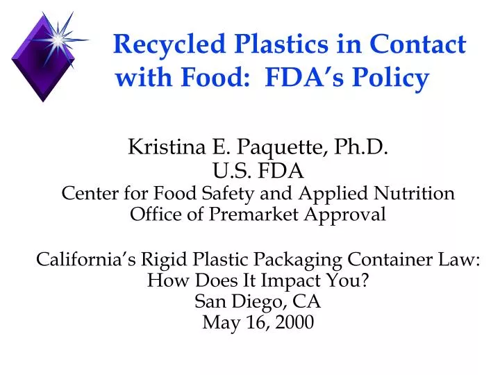 recycled plastics in contact with food fda s policy