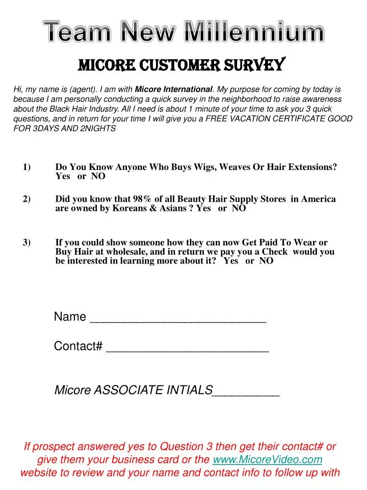 micore customer survey