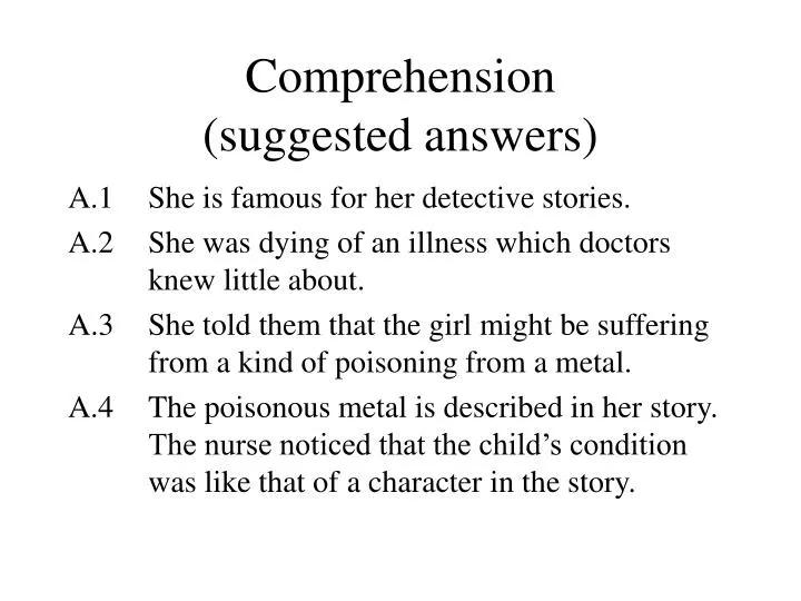 comprehension suggested answers