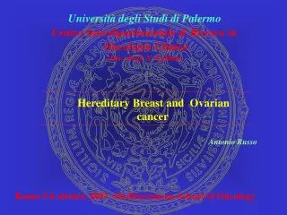 Università degli Studi di Palermo Centro Interdipartimentale di Ricerca in Oncologia Clinica