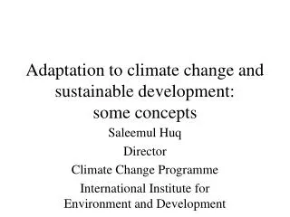 adaptation to climate change and sustainable development some concepts