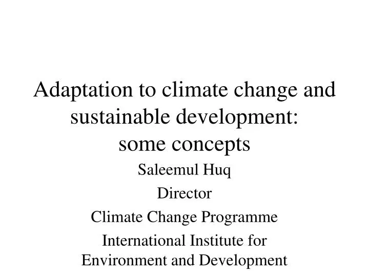 adaptation to climate change and sustainable development some concepts