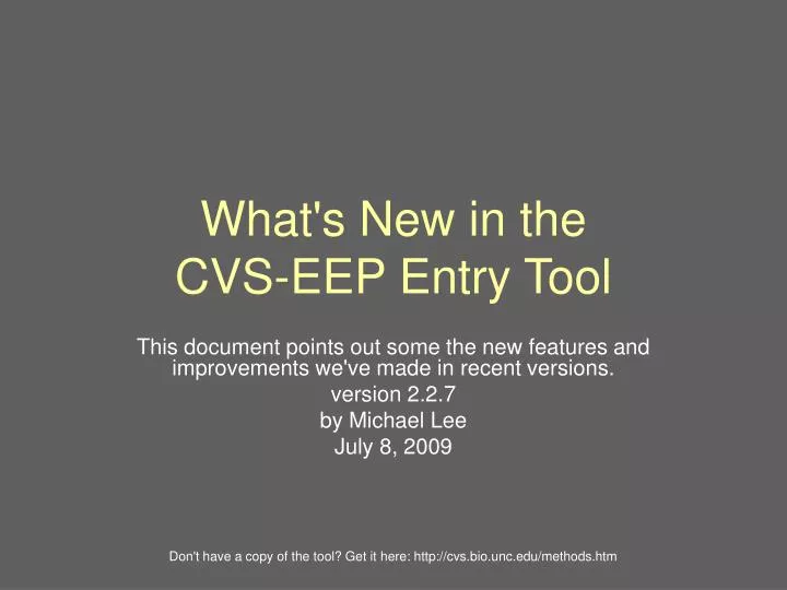 what s new in the cvs eep entry tool