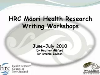 HRC M?ori Health Research Writing Workshops
