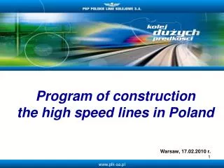 Program of construction the high speed lines in Poland
