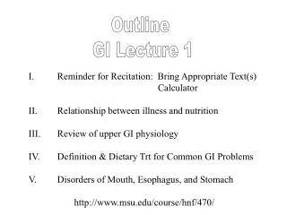 Outline GI Lecture 1