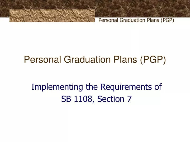 personal graduation plans pgp