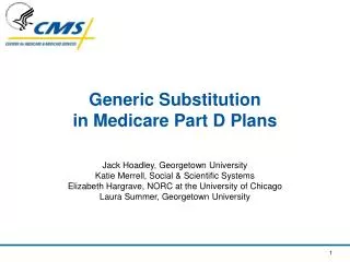 Generic Substitution in Medicare Part D Plans