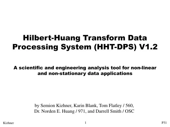 hilbert huang transform data processing system hht dps v1 2