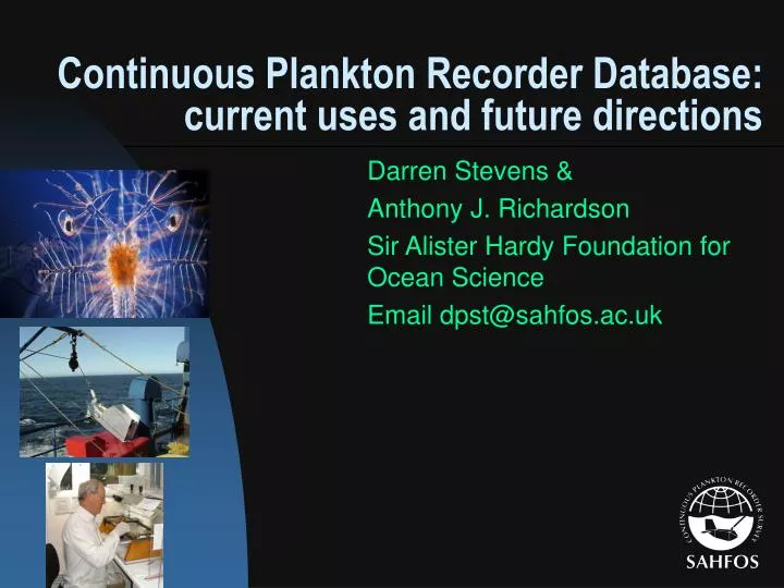 continuous plankton recorder database current uses and future directions