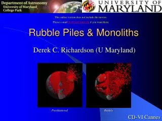 Rubble Piles &amp; Monoliths