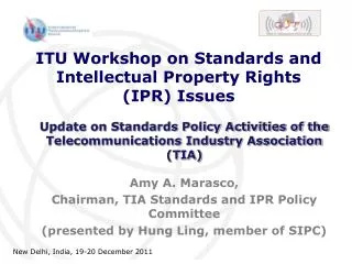 ITU Workshop on Standards and Intellectual Property Rights (IPR) Issues
