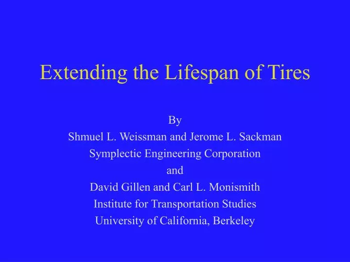 extending the lifespan of tires