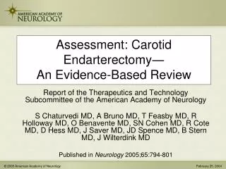 Assessment: Carotid Endarterectomy ? An Evidence-Based Review