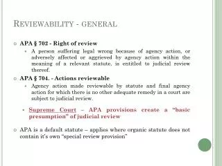 Reviewability - general